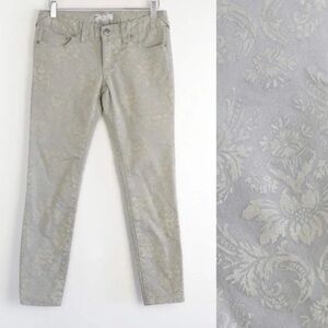Free People boho jeans velvety print damask beige khaki corduroy floral boho 25